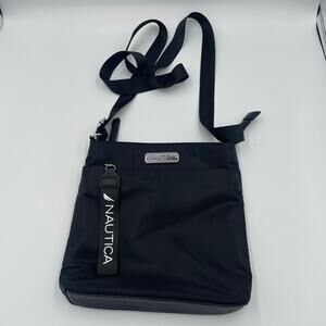 Black Nautica Crossbody Purse Bag Nylon Preppy Nautical